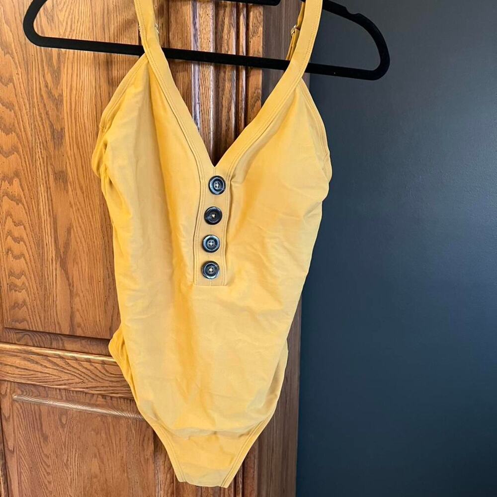 Kona sol mustard yellow one piece swimsuit M